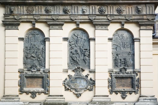 detail of bas-relief  adorning Catholic Cathedral