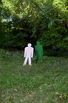 two targets standing in the woods
