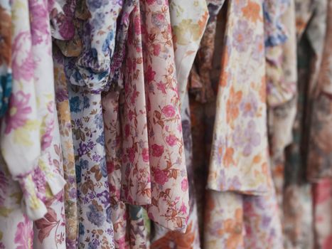 Colorful traditional Malay dresses also called Baju in a market