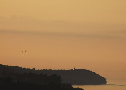 Paragliding pilots in the air, Poland.