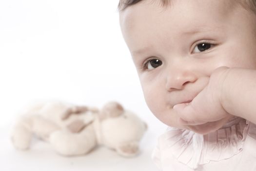 little children portraits taken in the studio on a white background