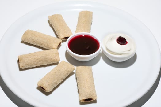 Dipping dessert not isolated