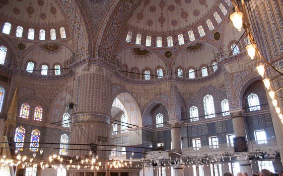 Interior of the Sultan Ahmet Mosque was built between 1609 and 1616 CE