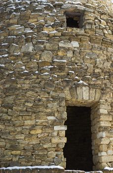 Wall of tower from a white brick 

