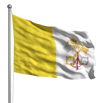 Flag of the Vatican. Rendered with fabric texture (visible at 100%). Clipping path included.