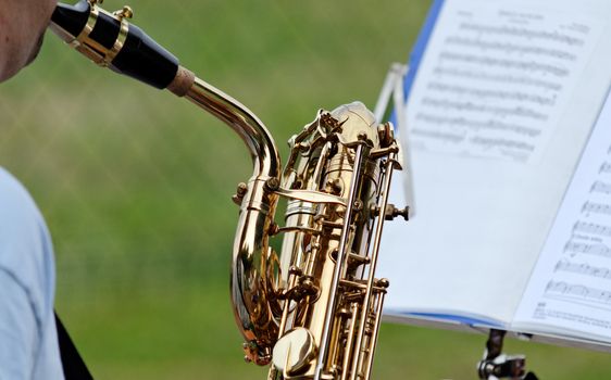 a musician playing saxophone