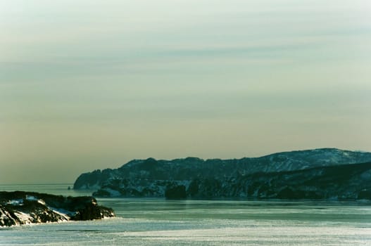 landscape of silent ocean on Kamchatka in Russia