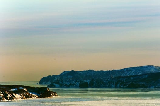 landscape of silent ocean on Kamchatka in Russia