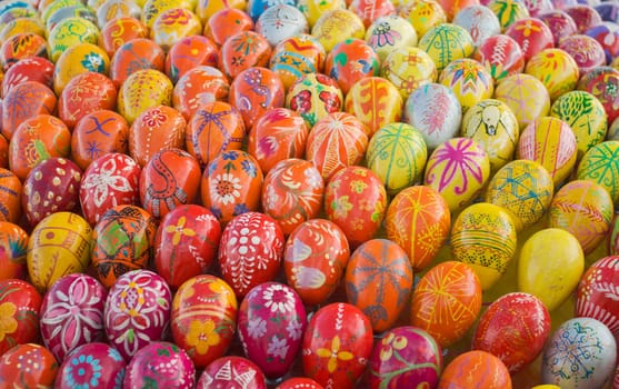 Cheerful cluster of easter eggs