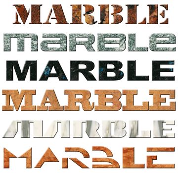 Six words "marble" in texture marble material