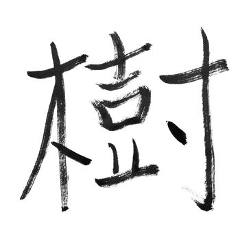 tree, traditional chinese calligraphy art isolated on white background.