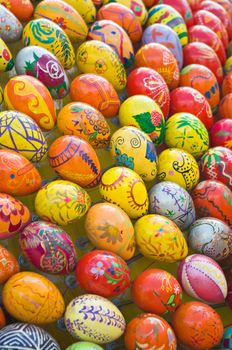 Cheerful cluster of easter eggs