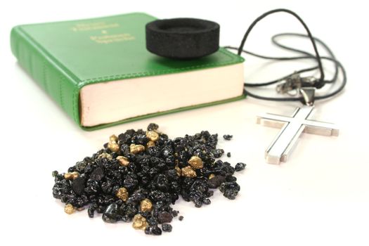 frankincense with incense censer and the Law on a white background