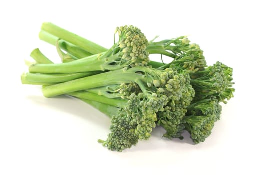 a bundle of green Spargoli on a white background