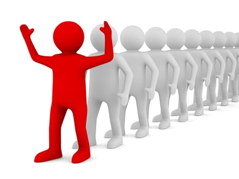 Conceptual image of leadership. Isolated 3D on white