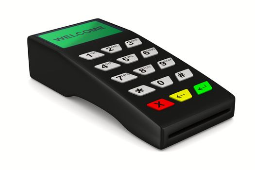 payment terminal on white background. Isolated 3d image