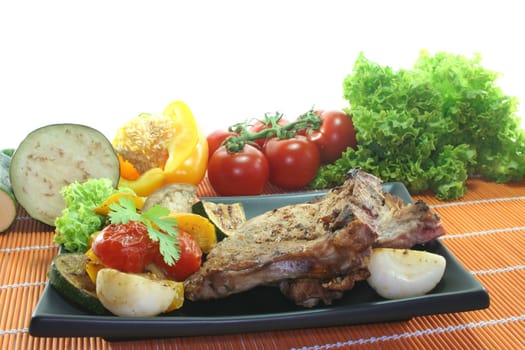 Grilled pork chop with grilled Mediterranean vegetables