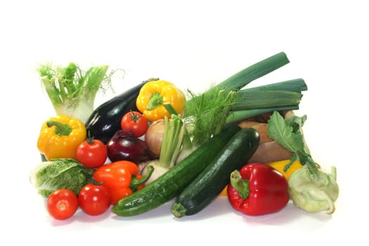 Colorful mix of many different fresh vegetables