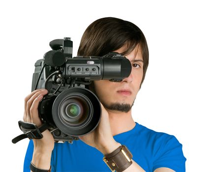 Cameraman, isolated on white background