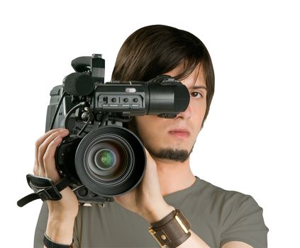 Cameraman, isolated on white background