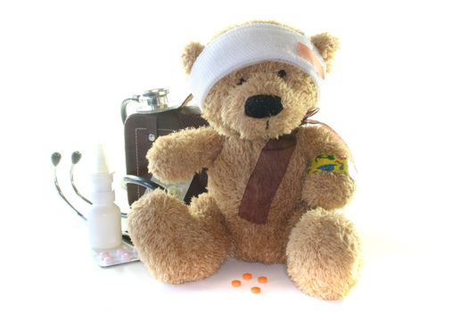 Kids first aid kit with Teddy, Bags, Stethoscope and medicines