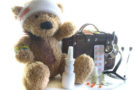 Kids first aid kit with Teddy, Bags, Stethoscope and medicines