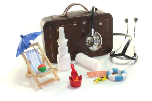 First aid kit with Bags, Stethoscope and medicines