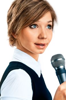 TV Correspondent on white background