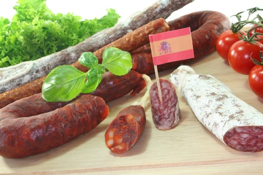 Spanish air-dried salami with vegetables and herbs