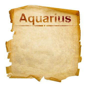 Aquarius zodiac old, isolated on white background.