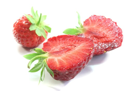 fresh strawberry half on a white background
