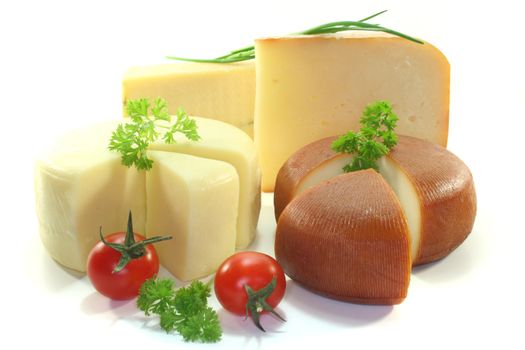 various Cheese with fresh tomatoes and herbs