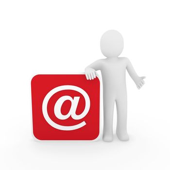3d man human email cube red mail