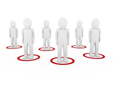 3d men teamwork network community team red