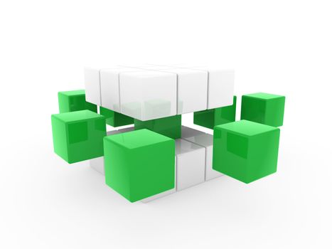 3d cube green white square business concept puzzle