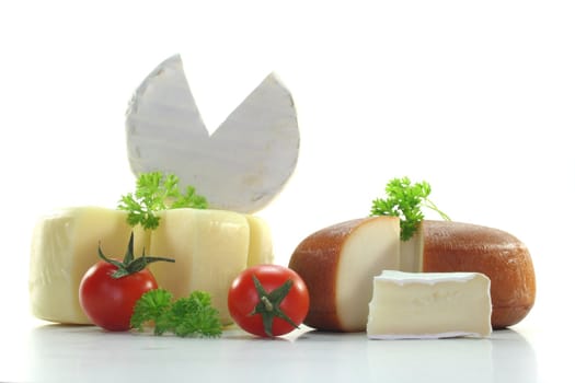 various Cheese with fresh tomatoes and parsley