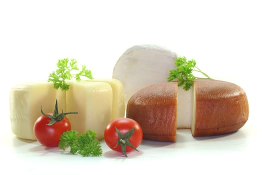 various Cheese with fresh tomatoes and parsley