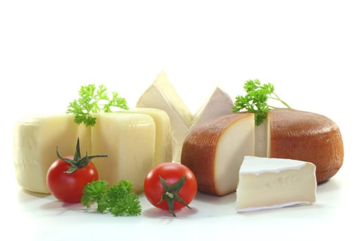 various Cheese with fresh tomatoes and parsley