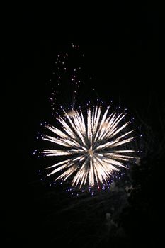 Fireworks display on a dark night