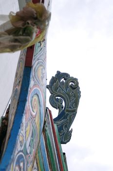 detail of colorful thai wood boat