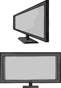Isolated cartoon of a widescreen flat panel HD television monitor