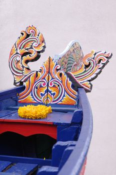 detail of colorful thai wood boat