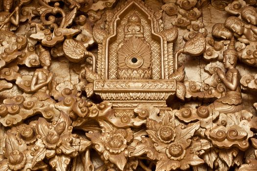Thai style wood carving on teak texture