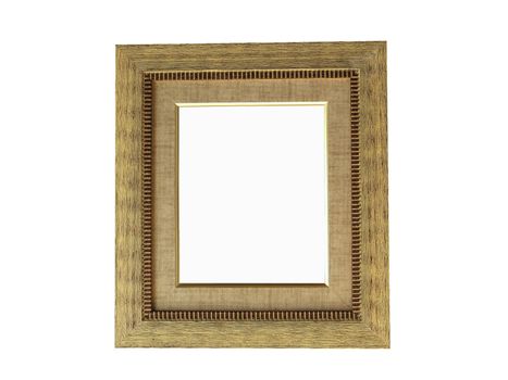 Vintage wooden picture frame on white background