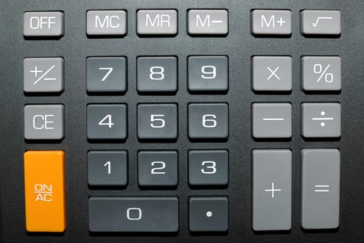 Keypad of a calculator close up