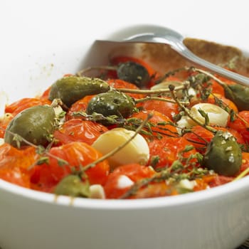 warm tomato salad with capers