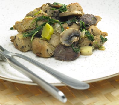 turkey meat with chicken livers and mushrooms