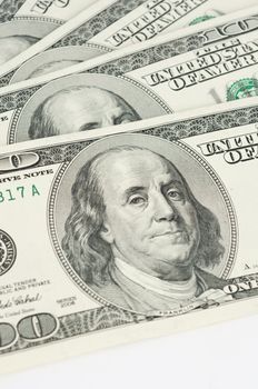Close up view of pack dollar banknotes