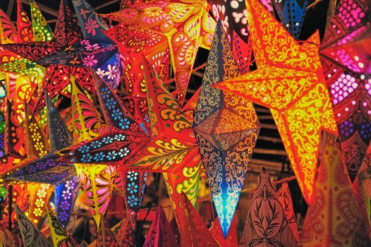 Christmas decoration. Folding paper lanterns from India