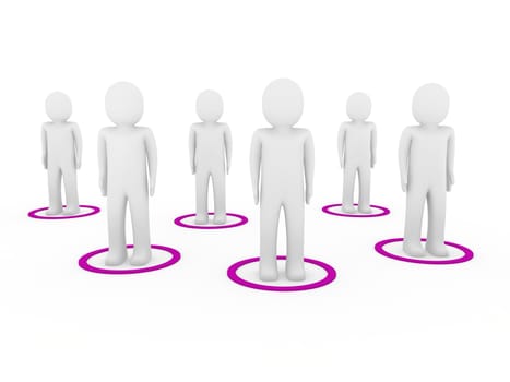 3d men teamwork network community team purple